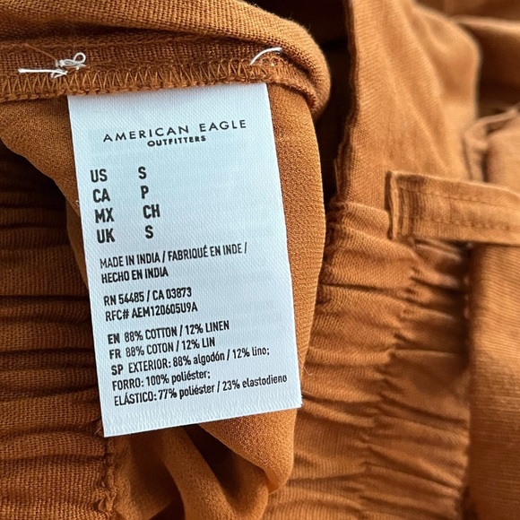 NWT American Eagle Linen Blend Pants With Belt - Pumpkin Spice - Picture 9 of 10